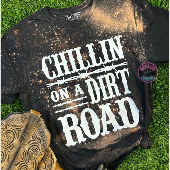 Jason Aldean Chilin' On A Dirt Road Bleached Tee - Picture 1 of 3